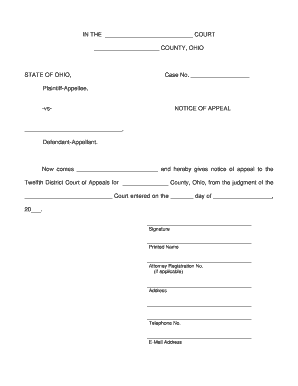 Ohio Notice of Appeal