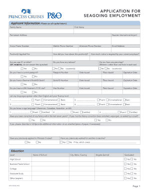Application for Seagoing Employment