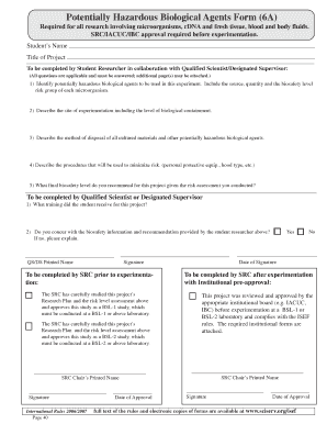 Potentially Hazardous Biological Agents Form