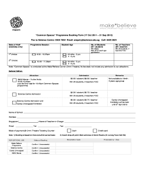 Common Spaces Programme Booking Form