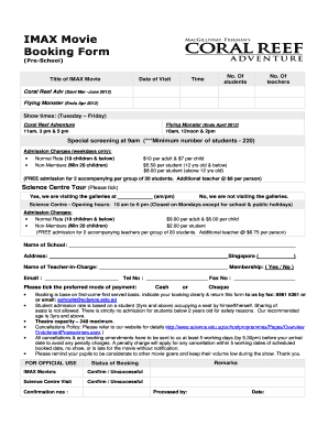 IMAX Movie Booking Form