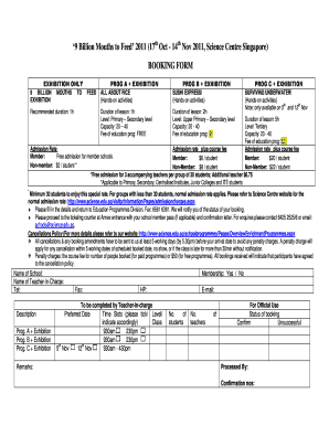 Science Centre Singapore Exhibition Booking Form