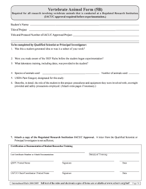 Vertebrate Animal Research Form