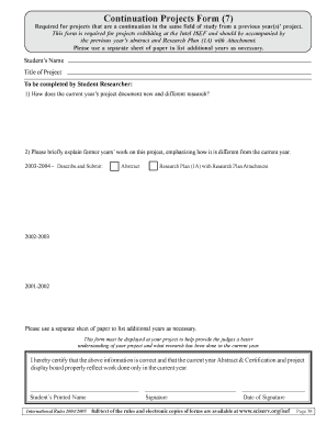 Continuation Projects Form