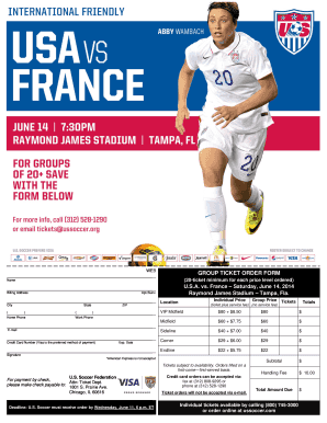 US Soccer Group Ticket Order Form