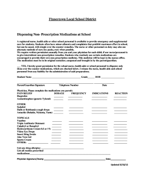 School Medication Permission Form