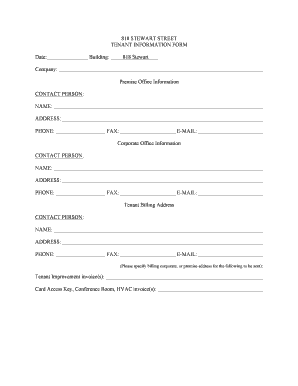 Tenant Information Form