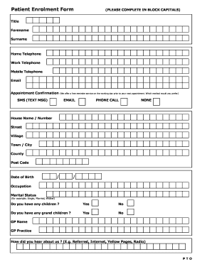 Patient Enrolment Form