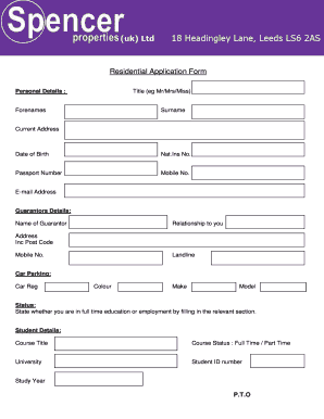 Residential Application Form