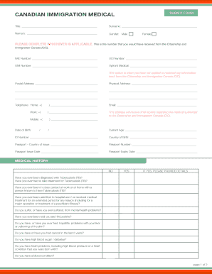 Canadian Immigration Medical Form