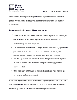 Foreclosure Intake Pack