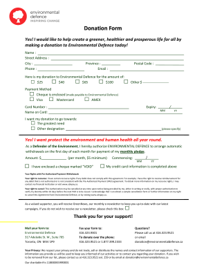 Environmental Defence Donation Form