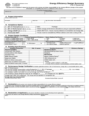 Ontario Energy Efficiency Design Summary Form