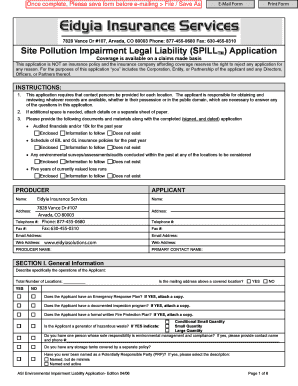 Site Pollution Impairment Legal Liability Application