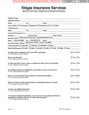 Eidyia UST Insurance Application