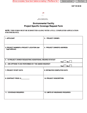 Environmental Facility Project Coverage Request Form