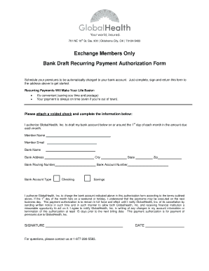 Bank Draft Recurring Payment Authorization Form