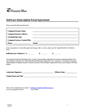 Fannie Mae Software Subscription Agreement