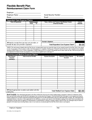 Flexible Benefit Plan Reimbursement Claim Form