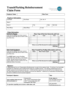 Transit and Parking Reimbursement Claim Form