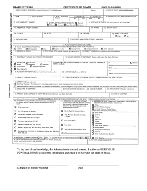 Texas Funeral Home Authorization Form
