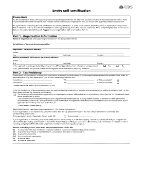 Entity Self-Certification Form