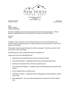Real Estate Closing Information Package