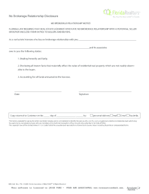 No Brokerage Relationship Disclosure