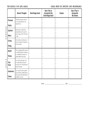 Life Goals Planning Form