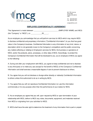 Employee Confidentiality Agreement