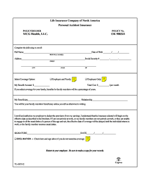 Personal Accident Insurance Enrollment Form
