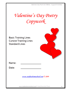 Valentines Day Poetry Copywork - St Aidens Homeschool