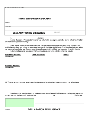 Declaration of Diligence