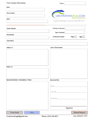 Legal Messenger Courier Slip