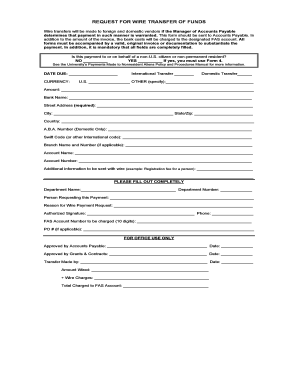 Request for Wire Transfer of Funds