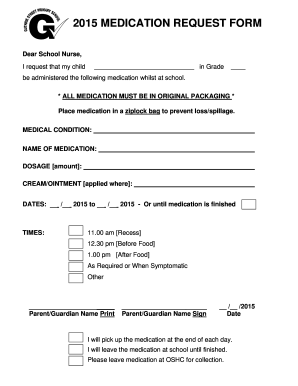 2015 Medication Request Form