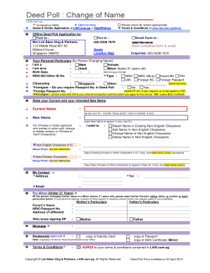 Singapore Deed Poll Application