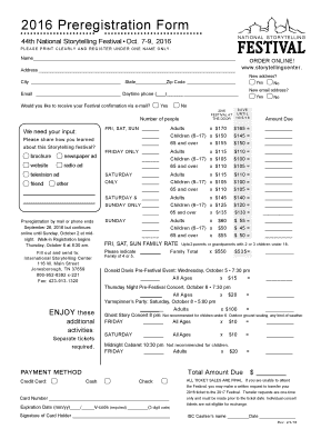 2016 National Storytelling Festival Preregistration Form