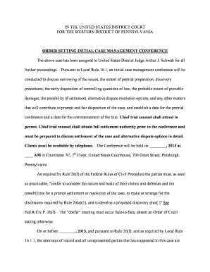 Order Setting Initial Case Management Conference