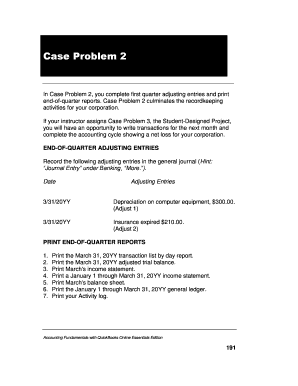 Quarterly Adjusting Entries and Reports