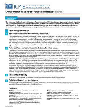 ICMJE Form for Disclosure of Potential Conflicts of Interest