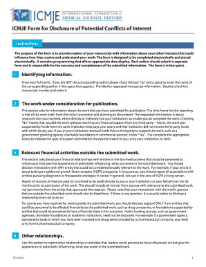 ICMJE Form for Disclosure of Potential Conflicts of Interest