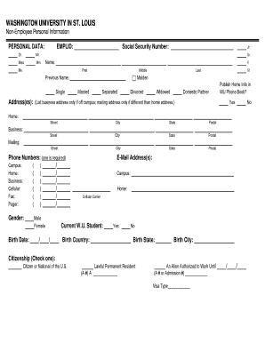 Washington University Non-Employee Personal Information Form