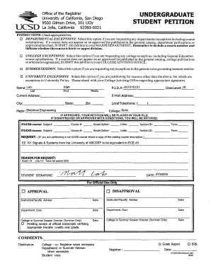 UCSD Student Petition Form