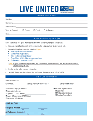 United Way Campaign Contact Form