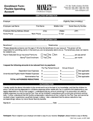 Employee Flexible Spending Account Enrollment Form