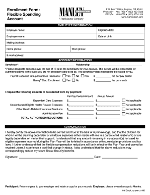Employee Flexible Spending Account Enrollment Form