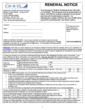 Nebraska EMT License Renewal Form