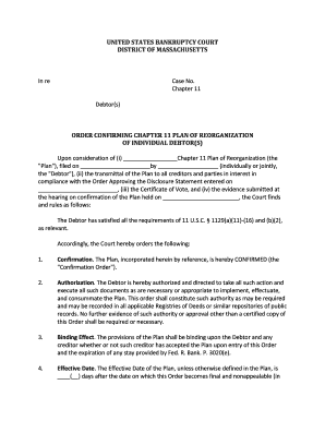Order Confirming Chapter 11 Plan of Reorganization