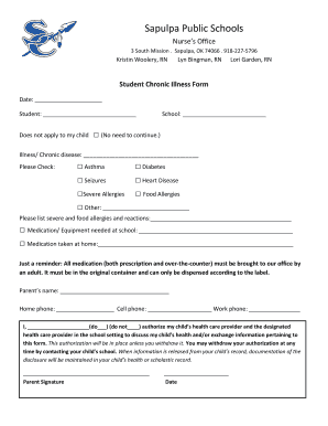 Student Chronic Illness Form